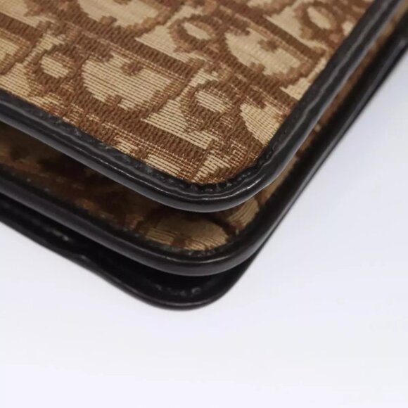 Christian Dior Trotter Canvas Chain Shoulder Bag Brown Gold Auth BD118 - Picture 3 of 16